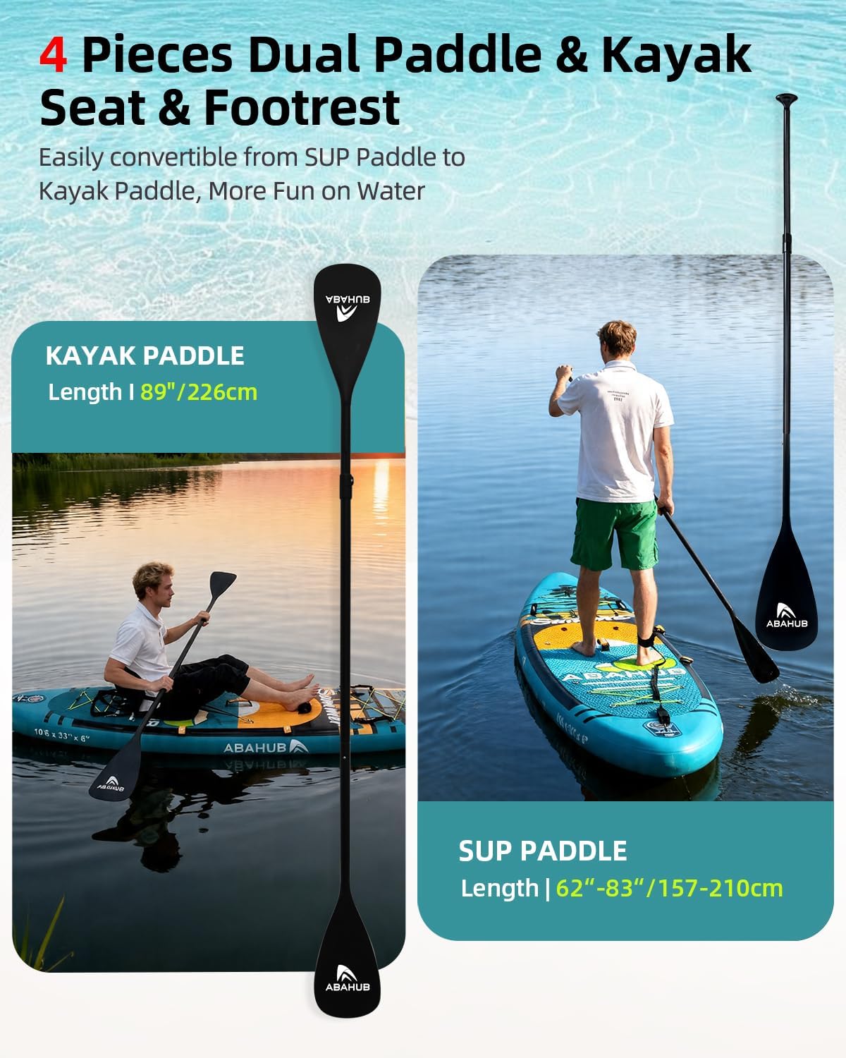 Wide 10.6ft x 31/34in Inflatab - Fishing Kayak Paddle recensione e prezzo